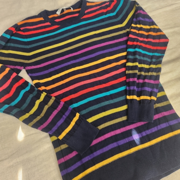 NWOT Trina Turk Collette Rainbow Stripe Crewneck Shirt - Picture 4 of 5